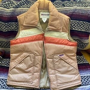 Vintage Windbreaker Puffer Vest Full-Zip Orange Tan